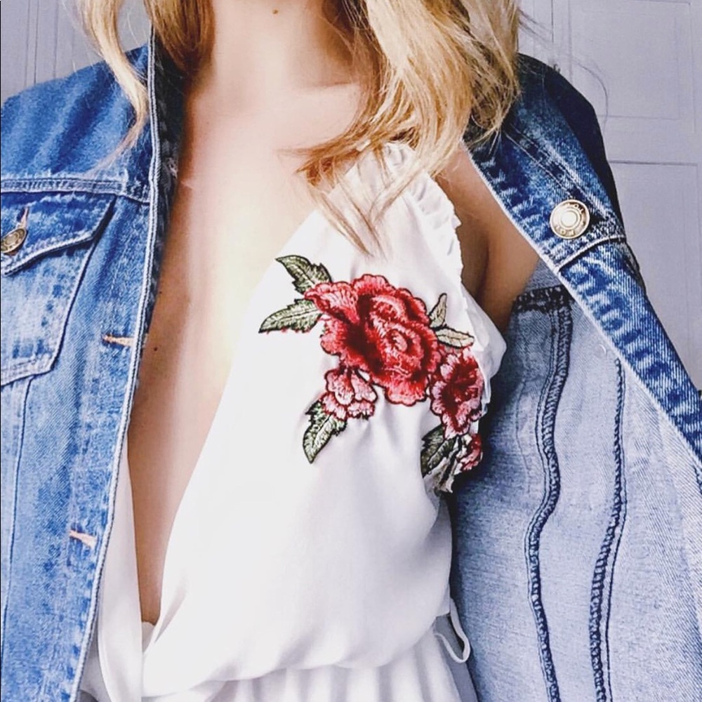 White embroidered romper